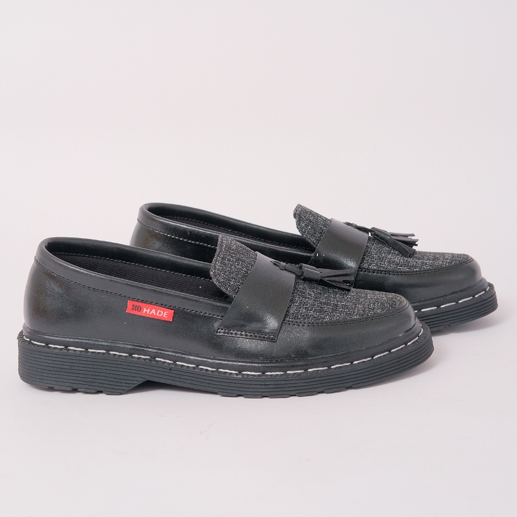 BLACK PENNY LOAFER SLIP-ON SHOES COMBINATION FOR MEN / WOMEN / UNISEX / HADE FOOTWEAR UK 36-45