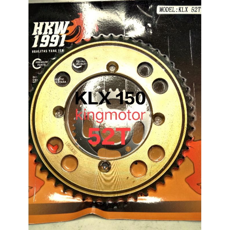 REAR GEAR GOLD GEAR 52T KAWASAKI KLX 150 THICK STEEL SUPER QUALITY