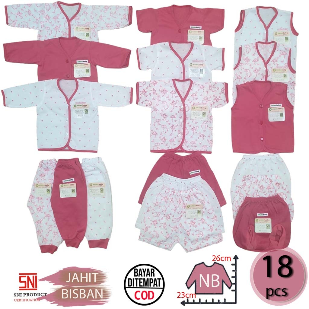 Ummababyshop ชุดของขวัญเด็กแรกเกิด 18 ชิ้น สีชมพูโหลฝุ่น พร้อมชุดของขวัญเกิดเสื้อผ้าทารก