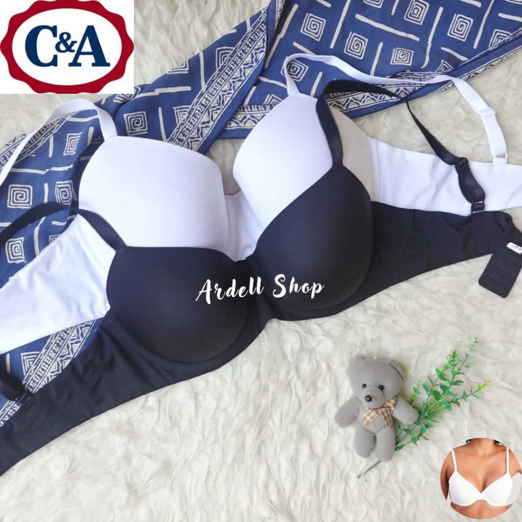 CC WOMENS UNDERWEAR BRA C&A PLAIN FULL CUP 36D 40D สีดําสีขาว PSN
