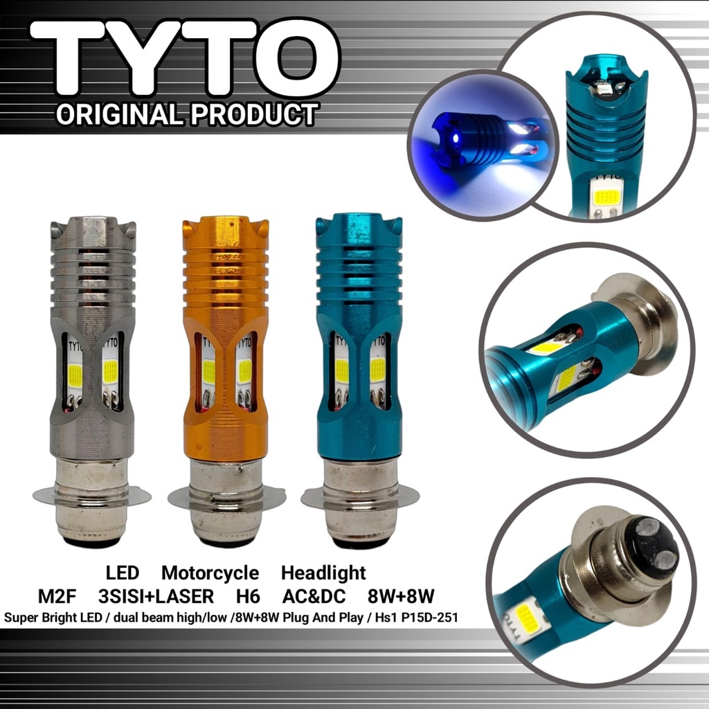 TITO LED M2F H6 8WATT DUAL BEAM AC DC MOTORCYCLE HEADLAMP BULB