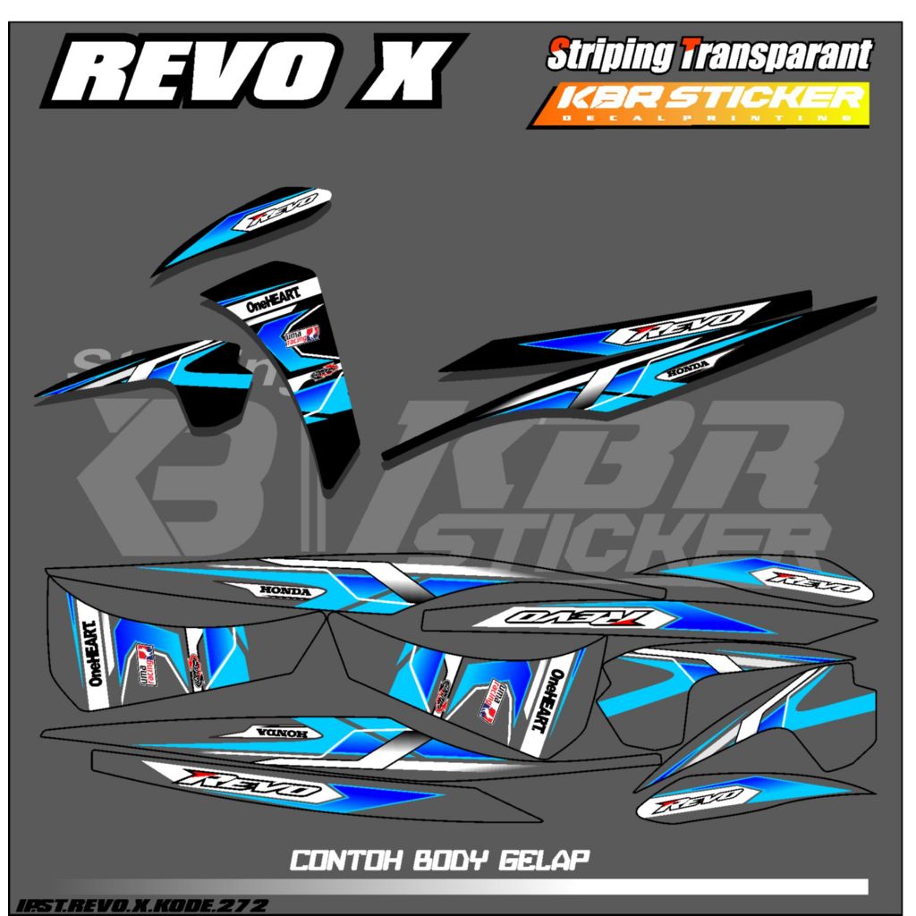 Revo X HONDA REVO X สติกเกอร์ติดตกแต่งรถจักรยานยนต์ - สติกเกอร์แผนภูมิสี เรียบง่าย พร้อมโฮโลแกรม และการออกแบบการแข่งรถแบบโปร่งใส IP.KODE-272