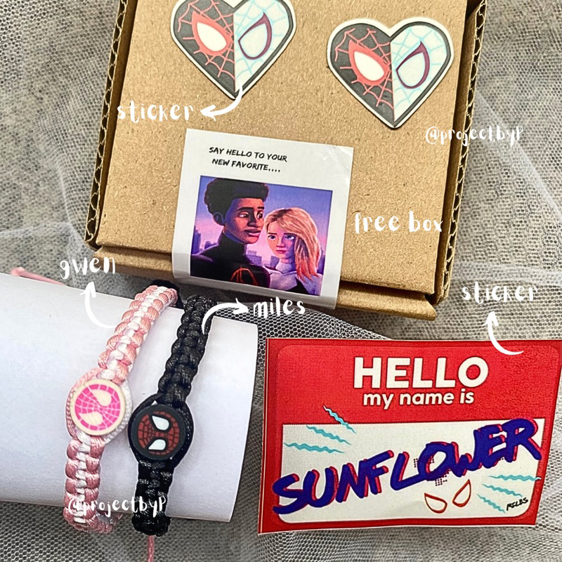 Macrame Spiderman Couple Bracelet Free Box Free Box Free Spiderman Couple Bracelet Stickers/Knitted 