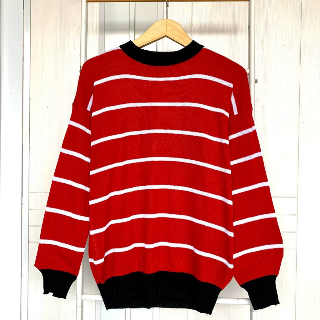 Kalila - Bernie Strip Oversize Sweater / เสื้อถักผู้หญิง Jesica พรีเมี่ยมล่าสุด เรียบ