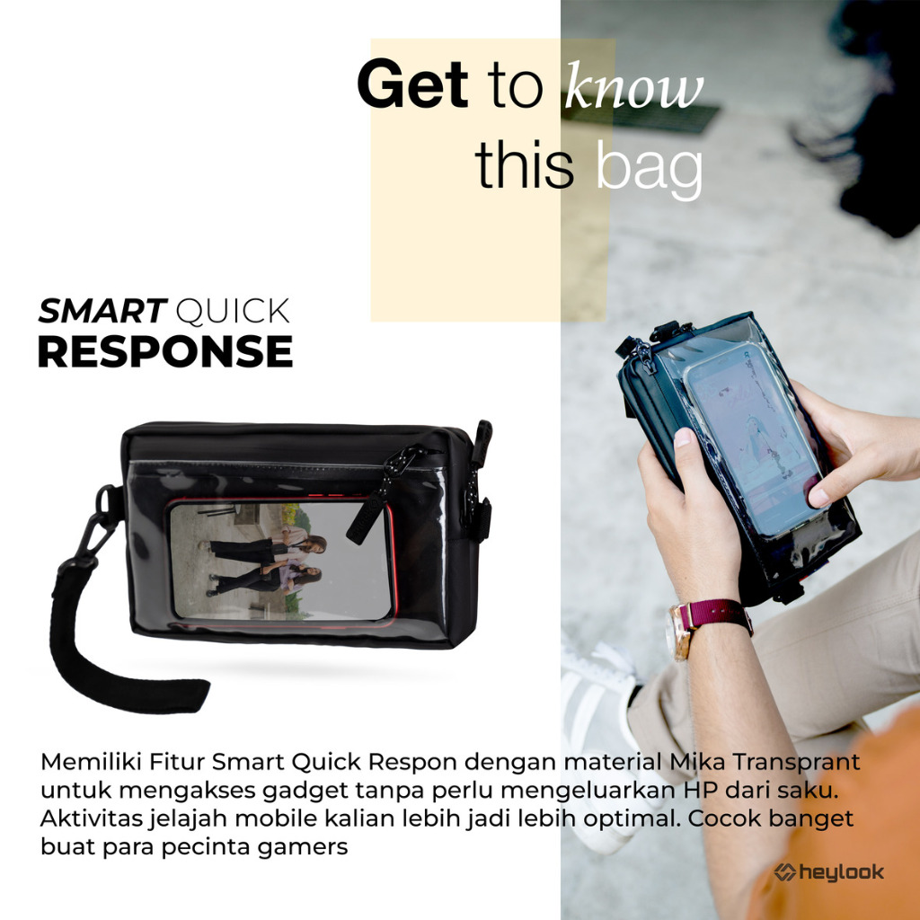 Heylook Official - กระเป๋าสะพายข้างผู้ชาย VECTOR กระเป๋าสะพาย Multi-Function 4 in 1 HP Sling Phone Clutch Bag Mens Waterproof Hand Bag Waterproof Sling Bag Leather Waistbag Distro