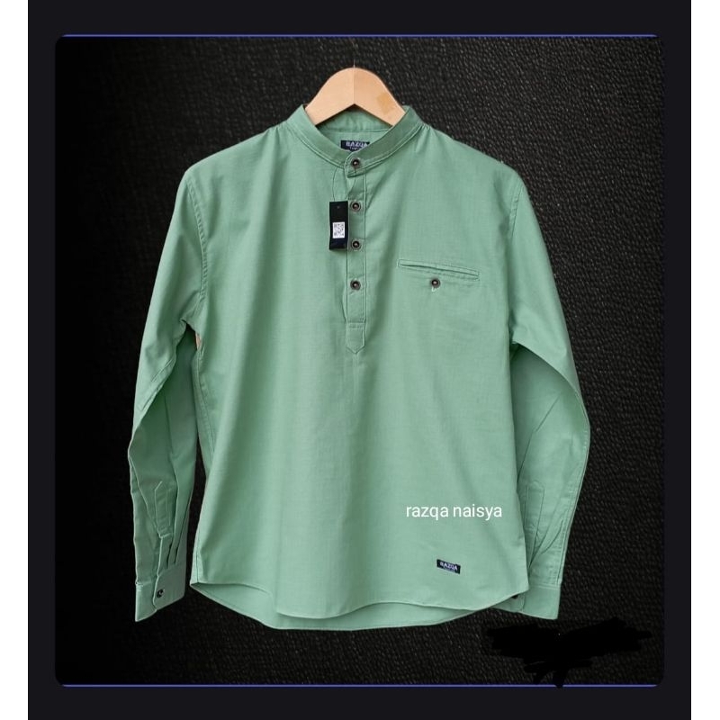 Kemeja ขายดีที่สุด!! Muslim Men Sage Green/New koko Shirt For Men Hari raya/Shirt For Boys