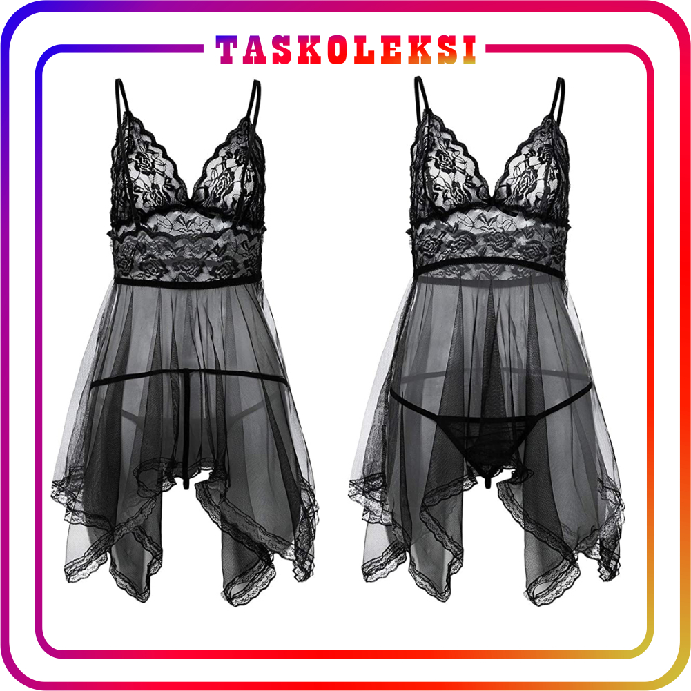 TK B059 Smile ชุดชุดชั้นในสตรี Sheer Lace Deep-V คอแขนกุดชุดเซ็กซี่