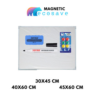 Whiteboard Gantung Magnetic Kecil Sedang White Board Single Face Papan Tulis Magnetik Satu Muka Untuk Anak Belajar 30x45 40x60 45x60 cm