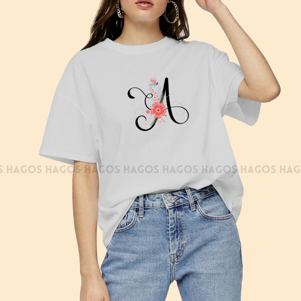 KATUN เสื้อยืดแฟชั่นผู้หญิง เด็กผู้หญิง เด็กผู้ชาย เด็กผู้หญิง ผ้าฝ้าย แขนสั้น ดิสโตร ชุดตัวอักษร a 