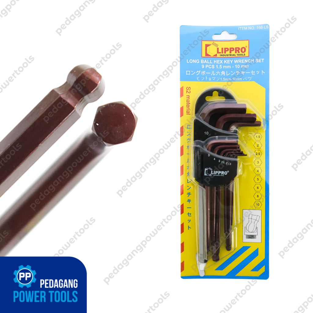 LIPPRO L-WRENCH SET 9 ชิ้น LONG BALL POINT HEX KEY 168LS