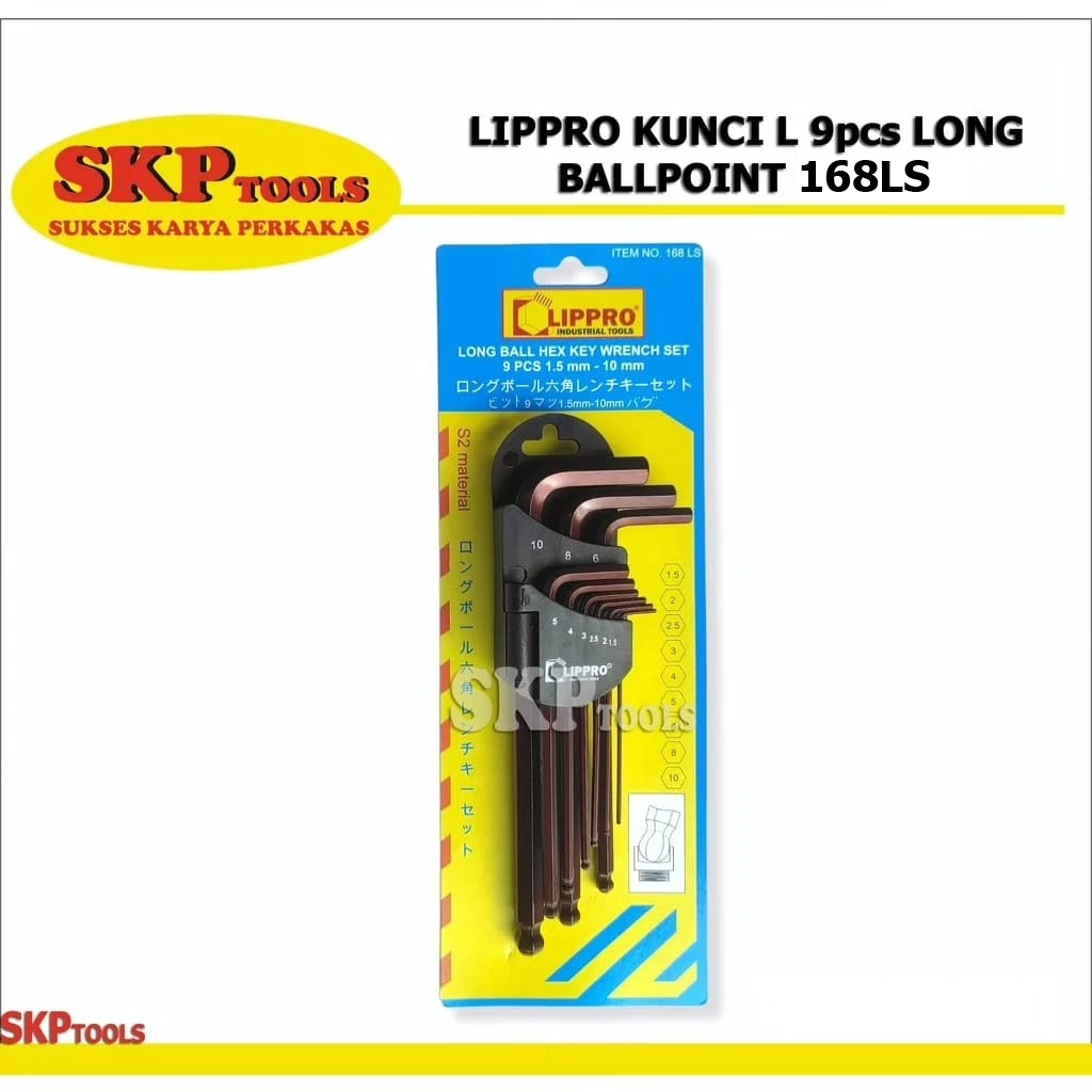 LIPPRO L-WRENCH ลูกบอลยาว 9 ชิ้น 168-LS