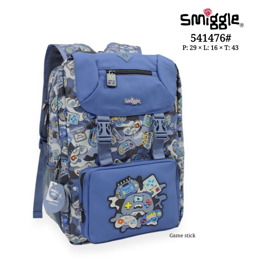 Smiggle Blue Fladover Game Sling Backpack กระเป ๋ านักเรียนเด ็ ก