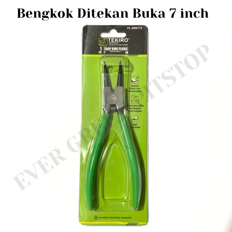 TEKIRO Snap Ring คีม BEND OPEN 7 นิ้ว Pressed Open EB 7 "ภายนอก Spie คีม Bent เปิดคีม