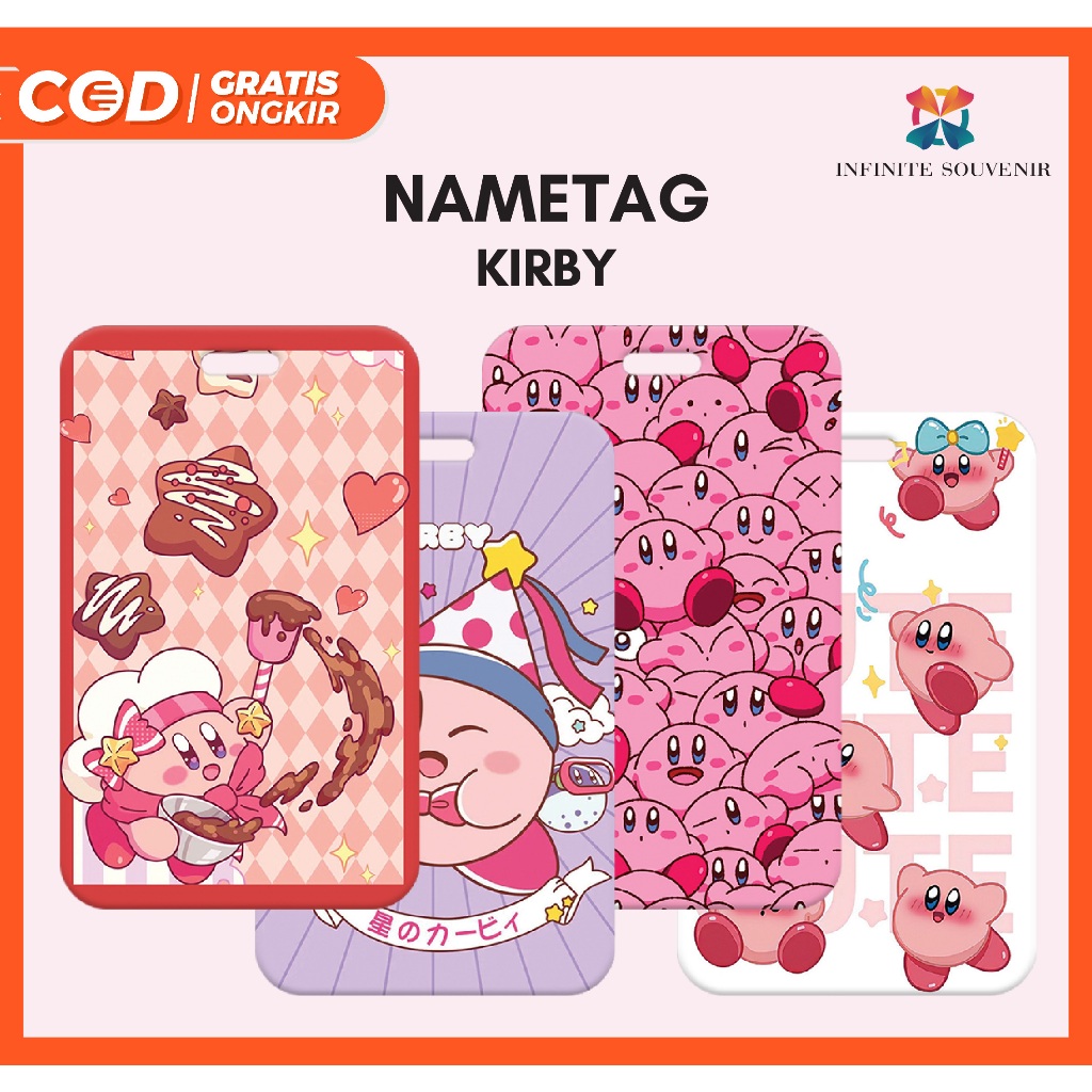 (N009) Kirby Nametag WITHOUT STRAP / Kirby Motif Card Holder / Kirby Batik ID Card Holder