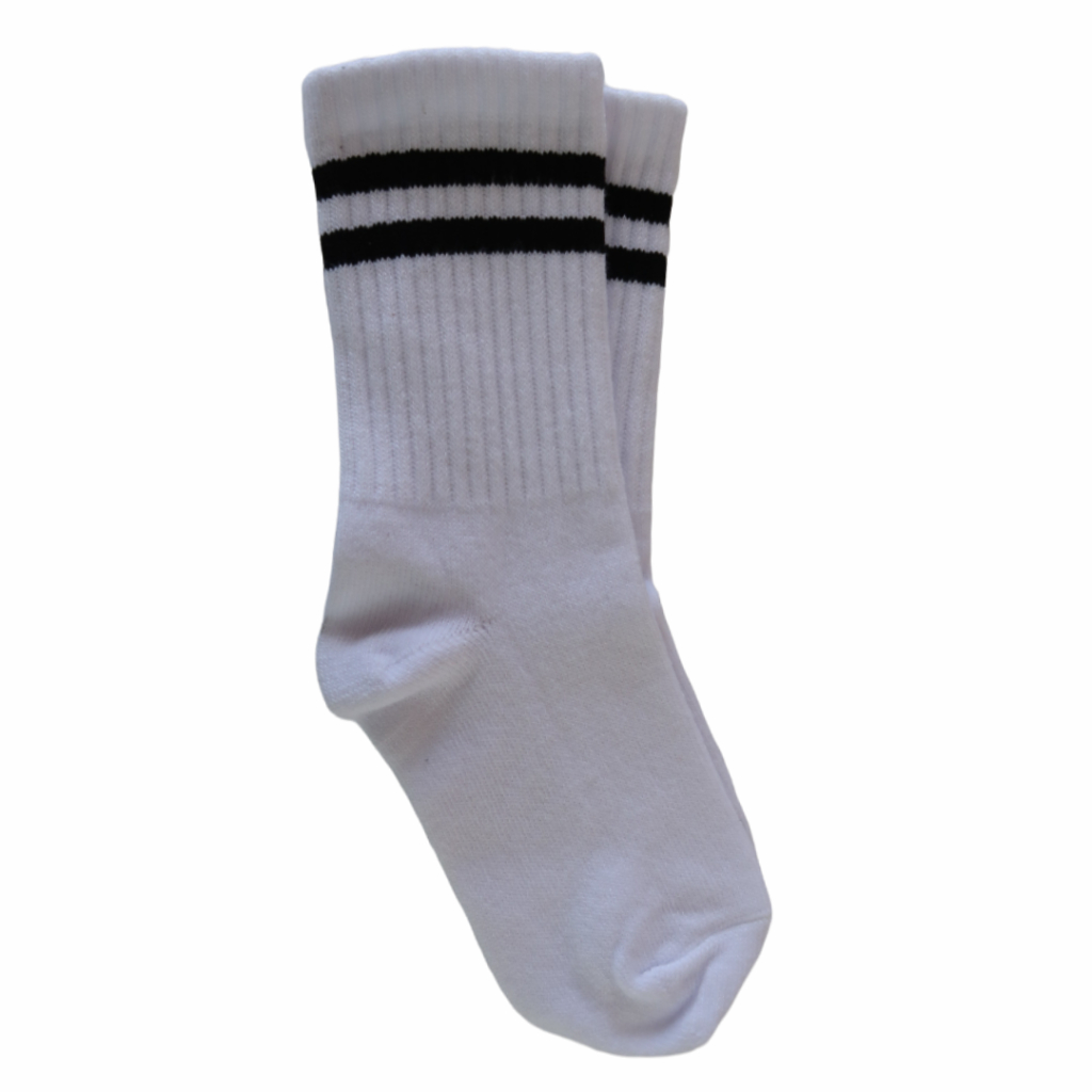 HITAM PREMIUM QUALITY BLACK OLD SCHOOL STRIPE CHILDRENS SOCKS