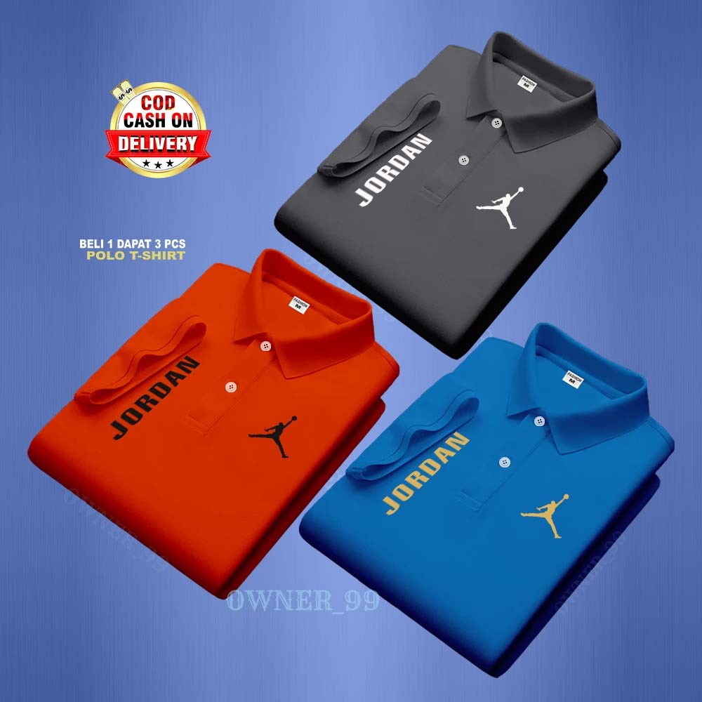 Distro Jordan Text Logo เสื้อโปโลซ้ายขวา > ซื้อ 1 แถม 3 ชิ้น > เสื้อเชิ้ตคอปกโปโลผู้ชายสําหรับผู้ใหญ