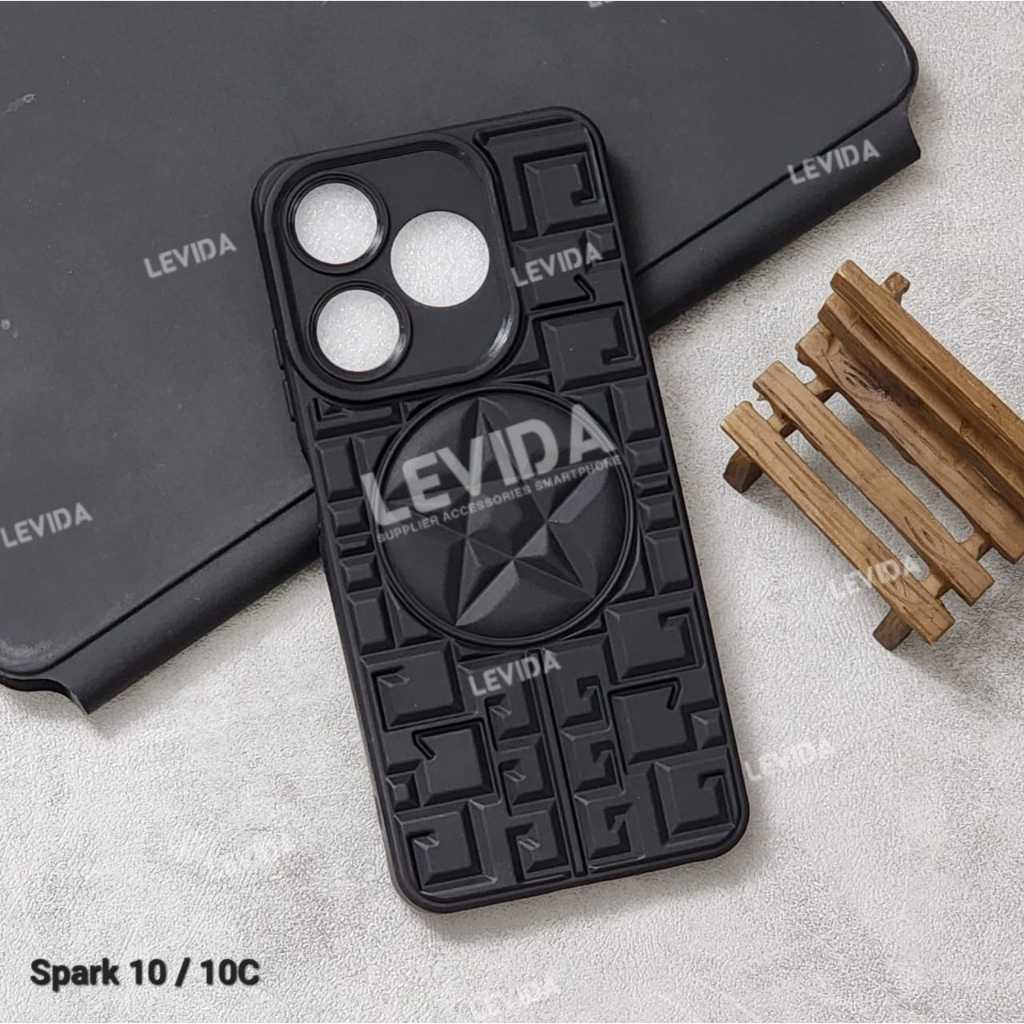 Tecno Spark 10C เคส 3D Star Case Jacket 3D Macaron สีดํา Tecno Spark 10C