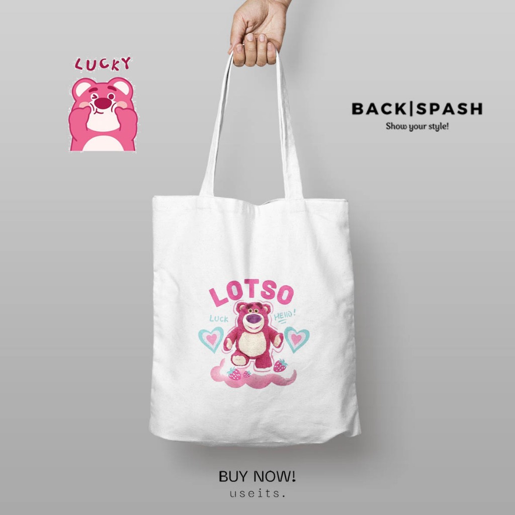 Miniso TPC Totebag - กระเป๋าสะพายLotso - กระเป๋าสะพายLotso -Lotso Miniso - สินค้าLotso - ของขวัญล็อต