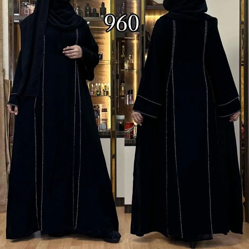 Hitam MATA สีดํา Abaya Gamis คํา Abaya Party Abaya ผู้หญิงและ 39; ชุดผสมตาพรีเมี่ยม