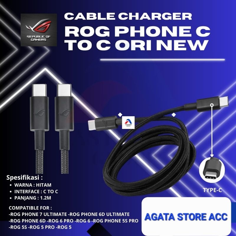 Rog Phone 5 5s 6 7 Ultimate Charger Cable / โทรศัพท์ Rog 8 9 9e HyperCharge Original Usb C ถึง C