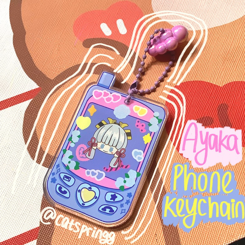 GANTUNGAN Genshin Impact Ayaka Phone พวงกุญแจอะคริลิคโดย Catspringg | Ayaka Genshin Impact พวงกุญแจอ