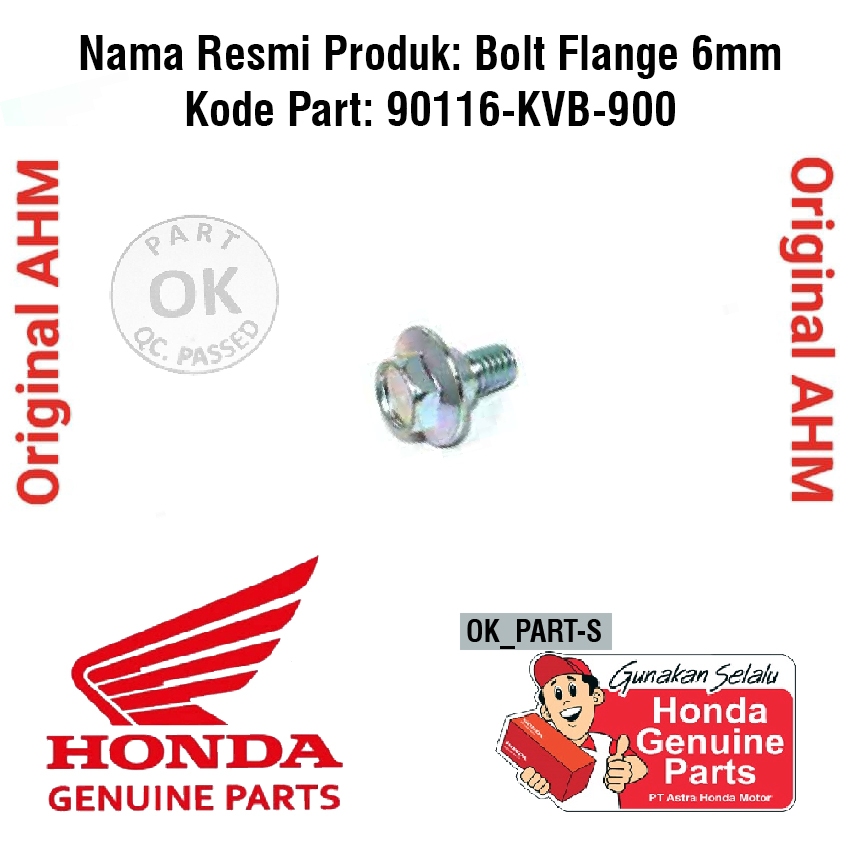 90116KVB 900 ฝาครอบเดิม BOLT FLANGE BOLT 6MM SILVER HONDA UNIVERSAL
