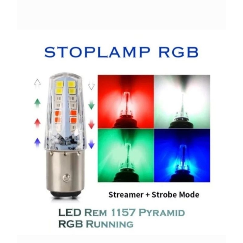 LED MOTORCYCLE STOP LAMP 1157 RGB RUNNING UNIVERSAL PIRAMID STOP LAMP