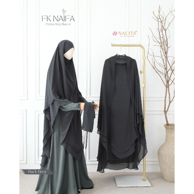 NACITA ~ FK NAIFA / French Khimar 2 ชั้น / Silky Chiffon / super duper เนียนนุ่ม / ฟรีผ้าคลุมสองชั้น