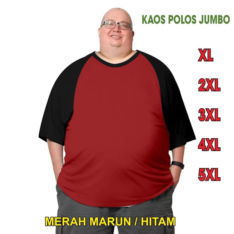 เสื้อยืด JUMBO REGLAN 3/4 สําหรับผู้ชาย/ผู้หญิง (UNISEX) XXL 3XL 4Xl 5XL 6Xl