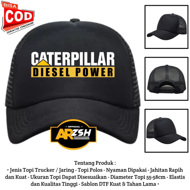 หมวกพลังดีเซล Caterpillar | หมวกรถบรรทุกตาข่าย Caterpillar
