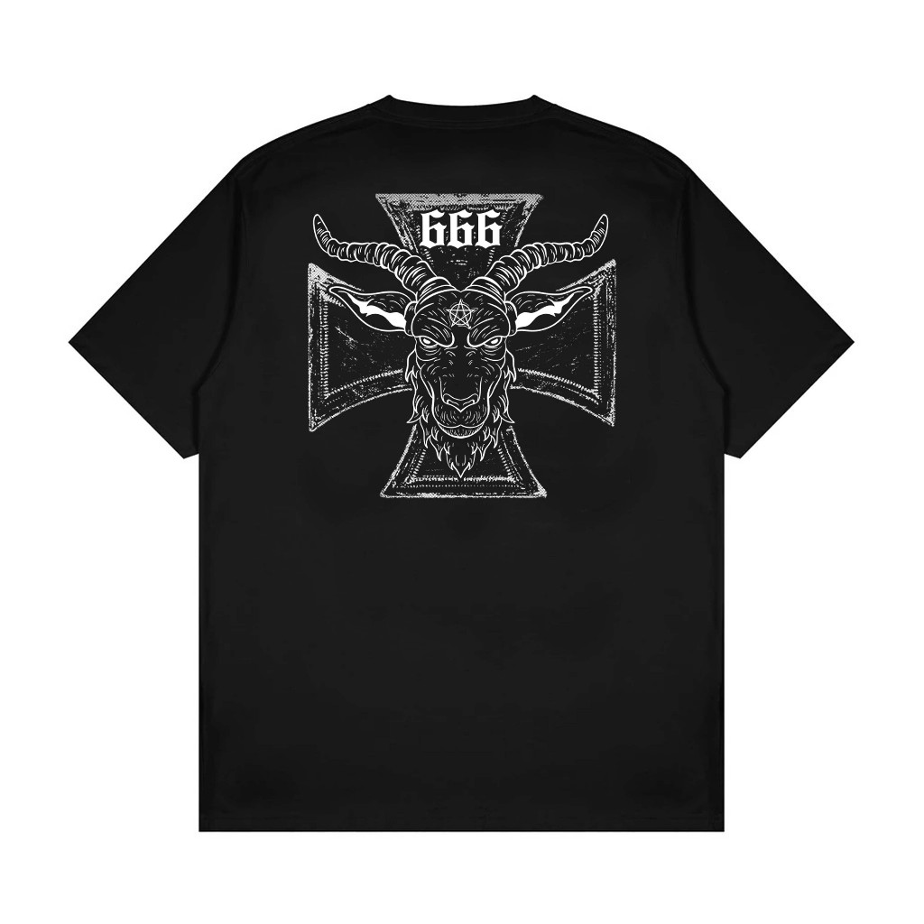 เสื้อยืดโลหะเสื้อยืดซาตานผู้ชายผู้หญิงสีดํา Distro เสื้อยืด SIXCISSORS 666 INDEPENDENCE