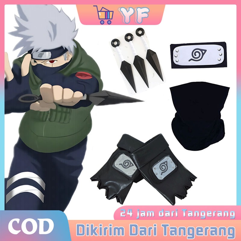 ชุด 7 ชิ้นคอสเพลย์ Kakashi / Naruto Headband Kakashi Mask Kakashi Gloves
