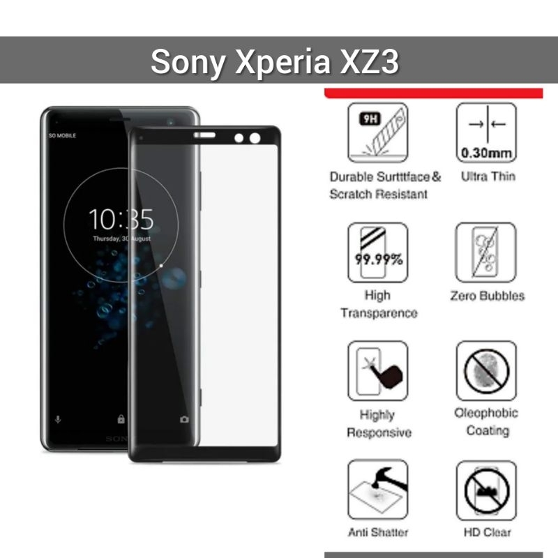 กระจกนิรภัย Sony Xperia XZ3 Full Curve H9436 H8416 H9493