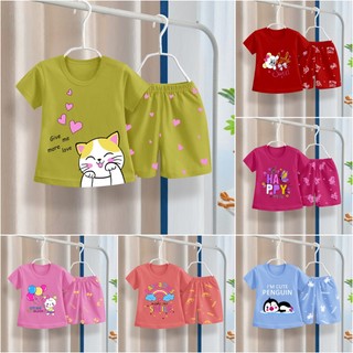 RAMORA SETELAN BAJU ANAK PEREMPUAN / SET PAKAIAN ANAK CEWEK LENGAN PENDEK UMUR 1-5 TAHUN