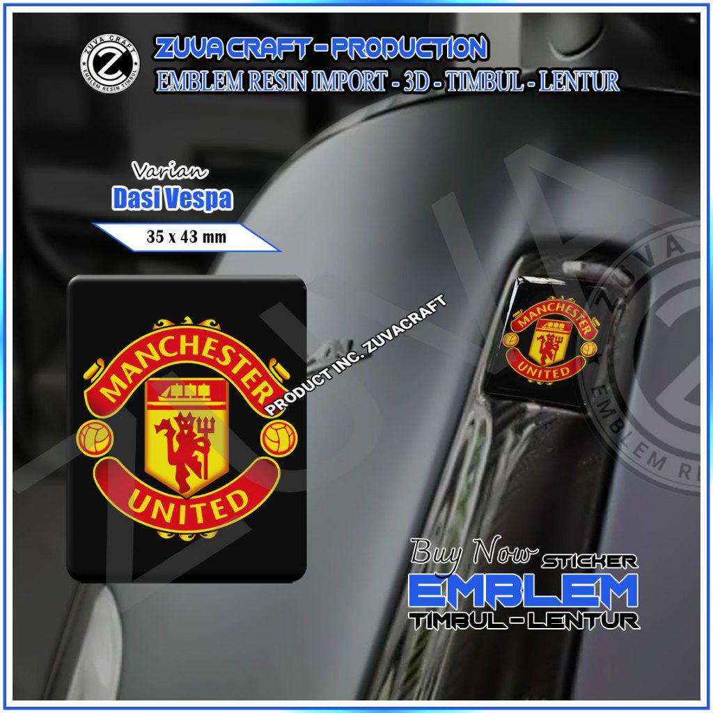 Vespa EMBLEM STICKER MU LOGO MANCESTER UNITED สติ๊กเกอร์ Vespa นูน Vespa TIE Vespa RESIN FLEXIBLE Vespa LX/S/Sprint/Primavera/GTS