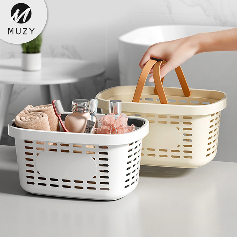 Muzy Bathroom ตะกร้าเก็บของตะกร้า Picnic Organizer Handle HSB802