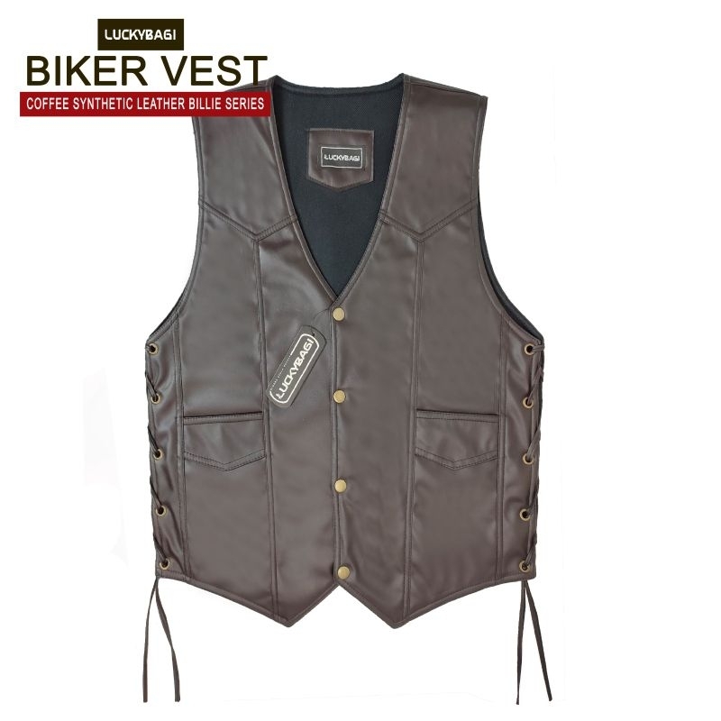 Men& 39;s Motorcycle Vest Men& 39;s Leather Vest Billie Biker Letaher Vest