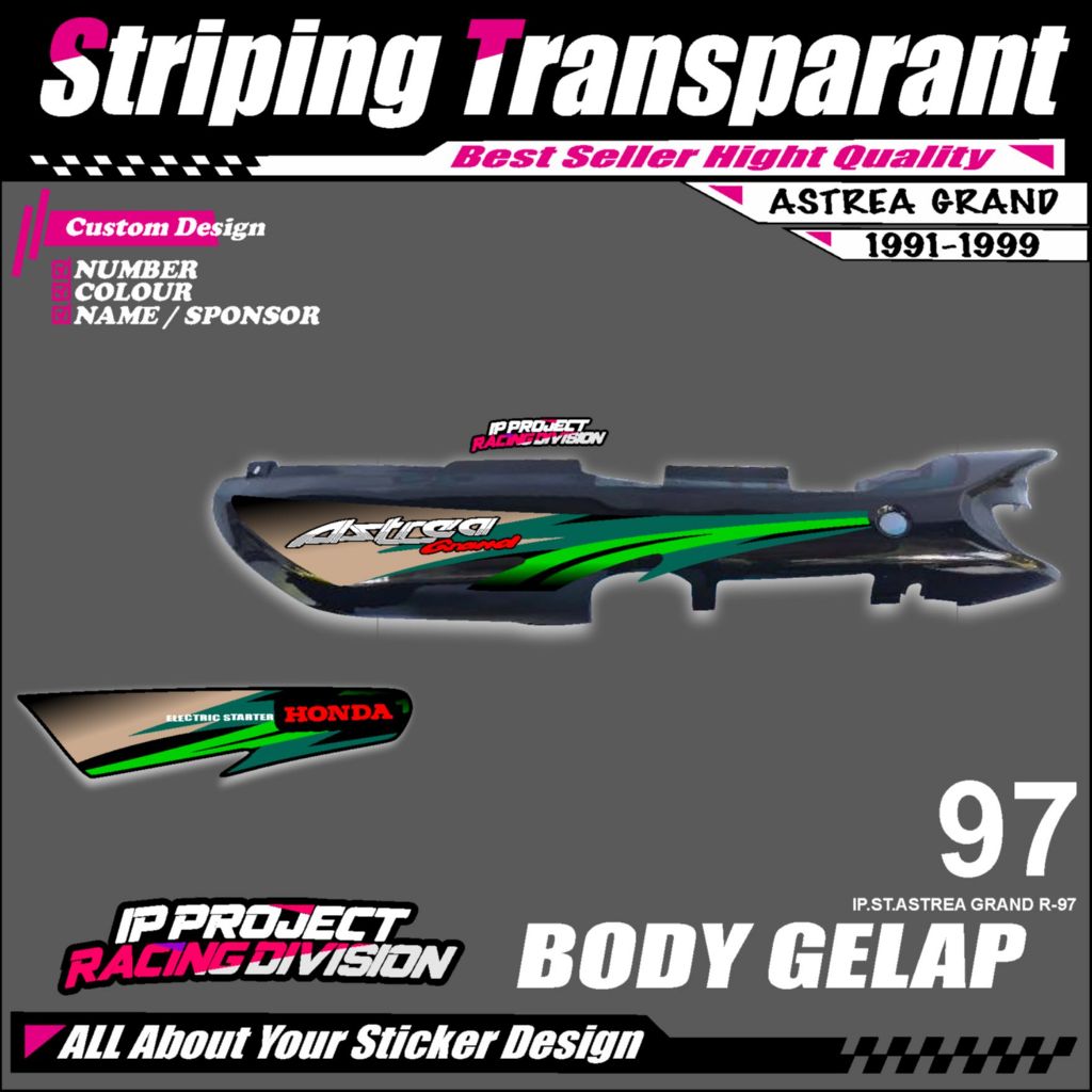 ASTREA GRAND สติ๊กเกอร์แถบมอเตอร์ไซค์ HONDA ASTREA GRAND 1991-1999 - SIMPLE GRAPHIC LIST STICKERS CO