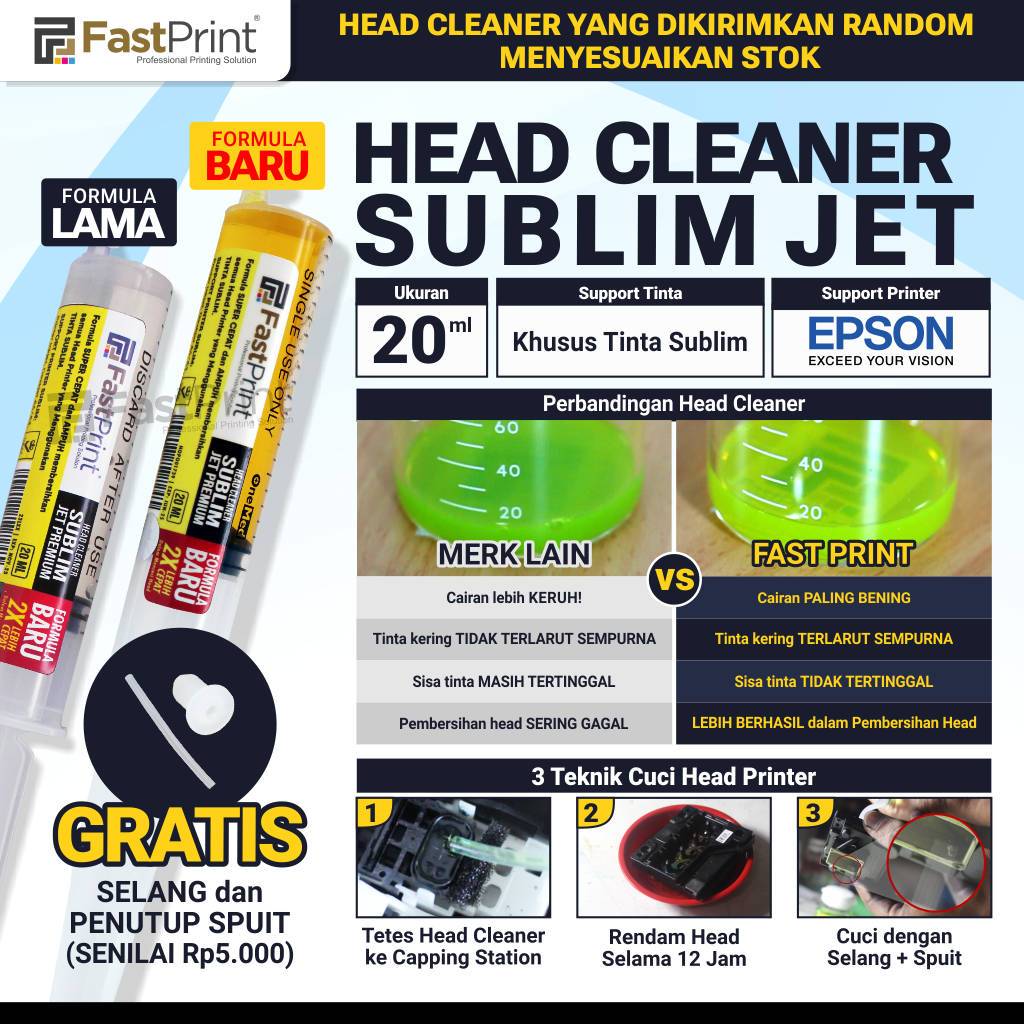 Fast Print Head Cleaner Sublim Jet Premium Inkjet Printer Cleaner 20 ML