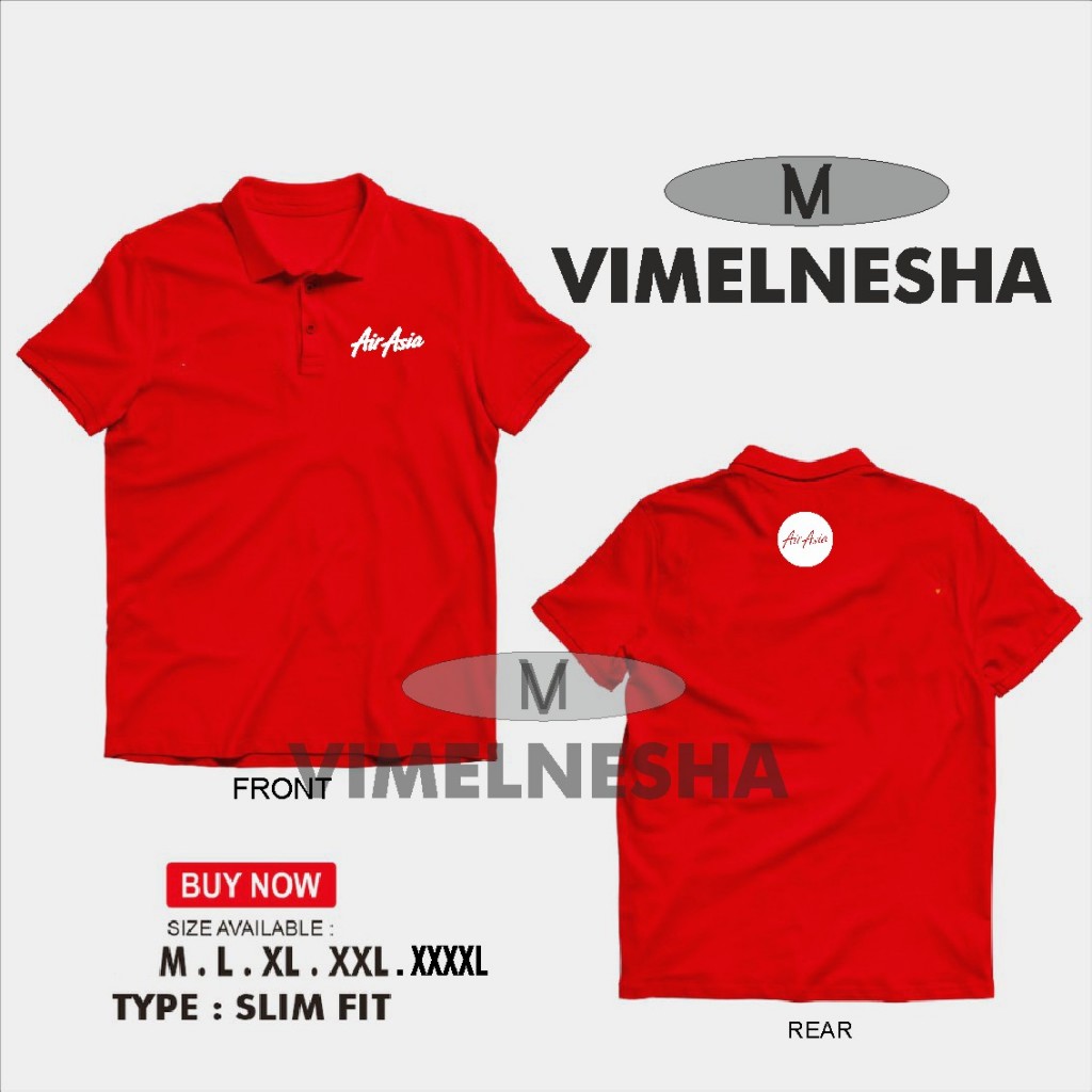เสื้อโปโลแขนสั้น พิมพ์ลายโลโก้ Vimelnesha Air Asia สําหรับผู้ชาย