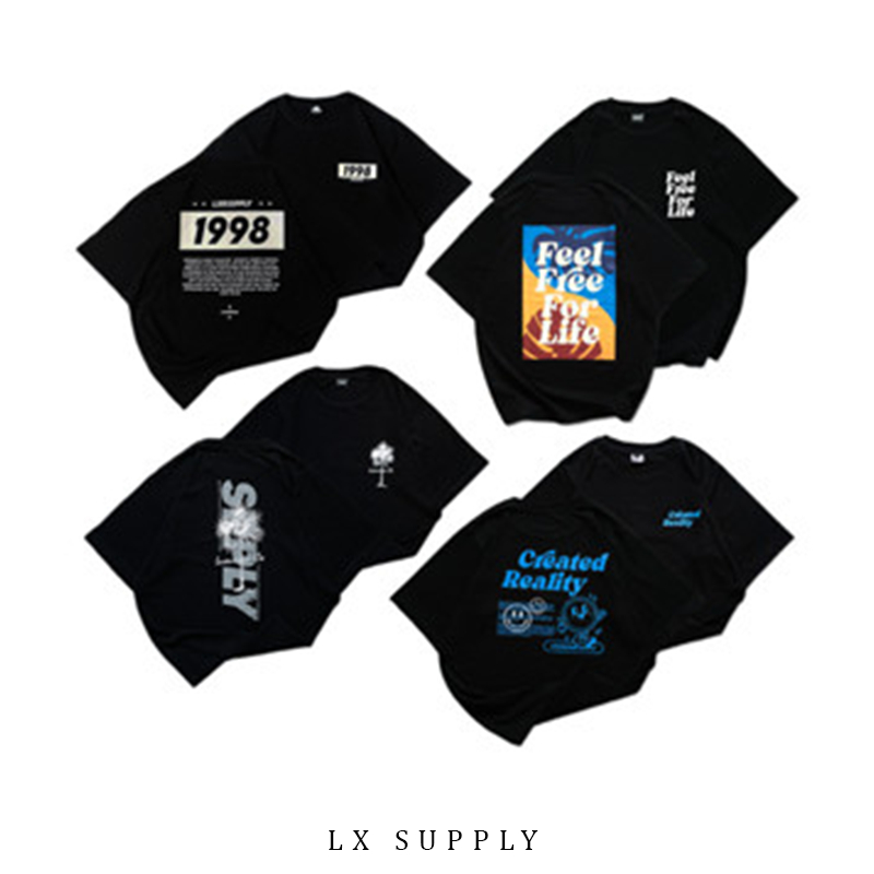 เสื้อยืด OVERSIZE GRAPHIC LXCASUAL BLACK "BORN 1998, LXCASUAL PALM, FEEL FREE, CREATED REALITY" (TSO