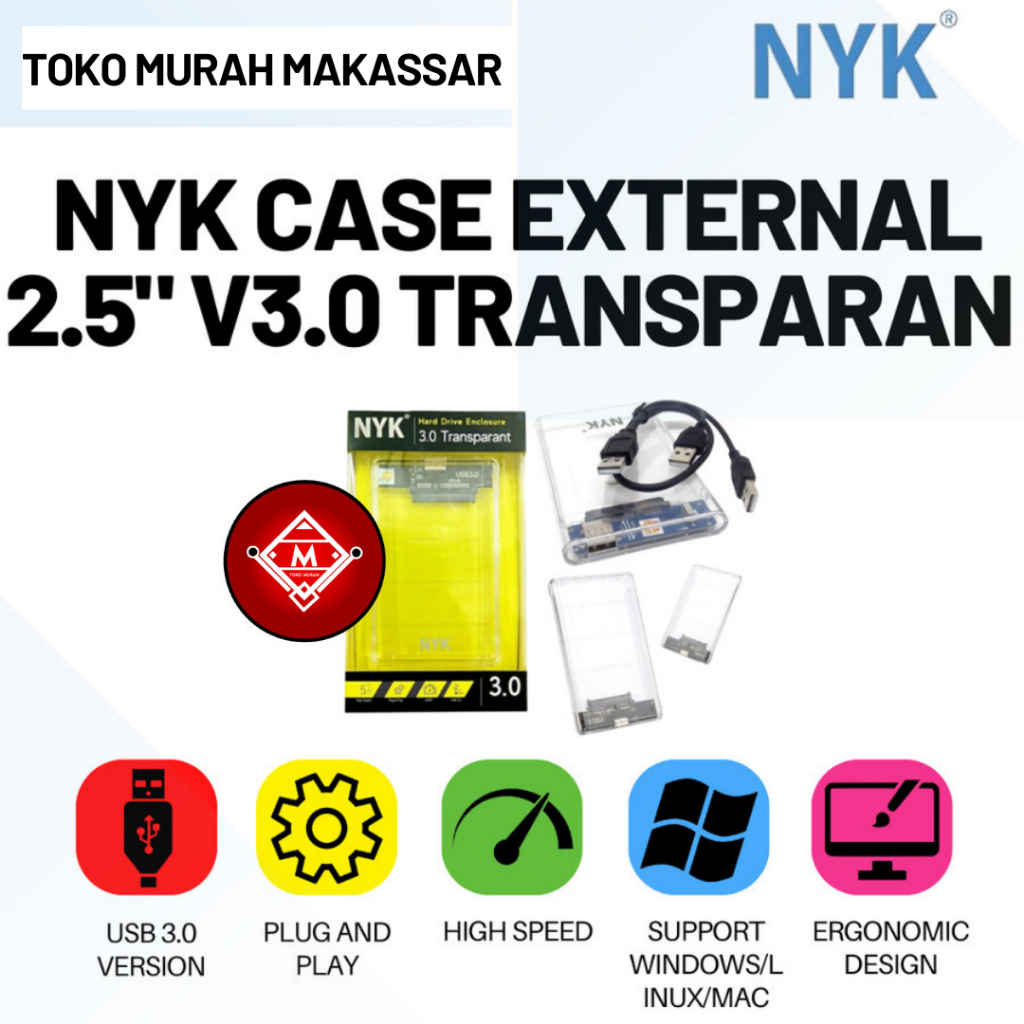 M-TECH 2.5" SATA USB 3.0 EXTERNAL HARD DRIVE CASE / M-TECH TRANSPARENT CASE / COM25-NYK