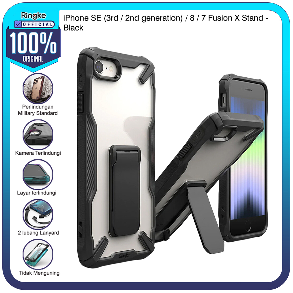 Ringke iPhone SE 3 SE 2 8 7 Fusion X Stand Black Anti Crack Softcase