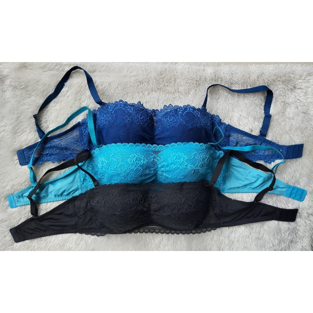 VALEGE BRANDED BRA WITH FOAM AND UNDERWEAR BLE DBL BLK FULL LACE SIZE 36D (D80) 38B (B85) 38C (C85)