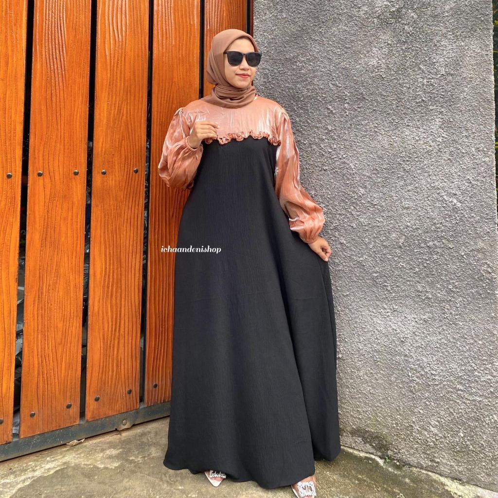 ICH - Zafira Gamis Shimmer mix Crinkle Bigsize Gamis Shimmer Silk อินเทรนด์ของผู้หญิง