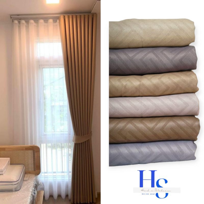 SMOKING MODEL 9 BUBBLES 18 RINGS DOOR CURTAIN / BLACKOUT EMBOSSED CURTAIN