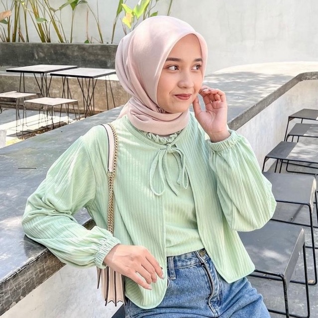 Arsyy.id • คาร์ดิแกน Cindy Hornet Knit Premium - คาร์ดิแกน Outer Women& 39;s พร้อมสายริบบิ้น