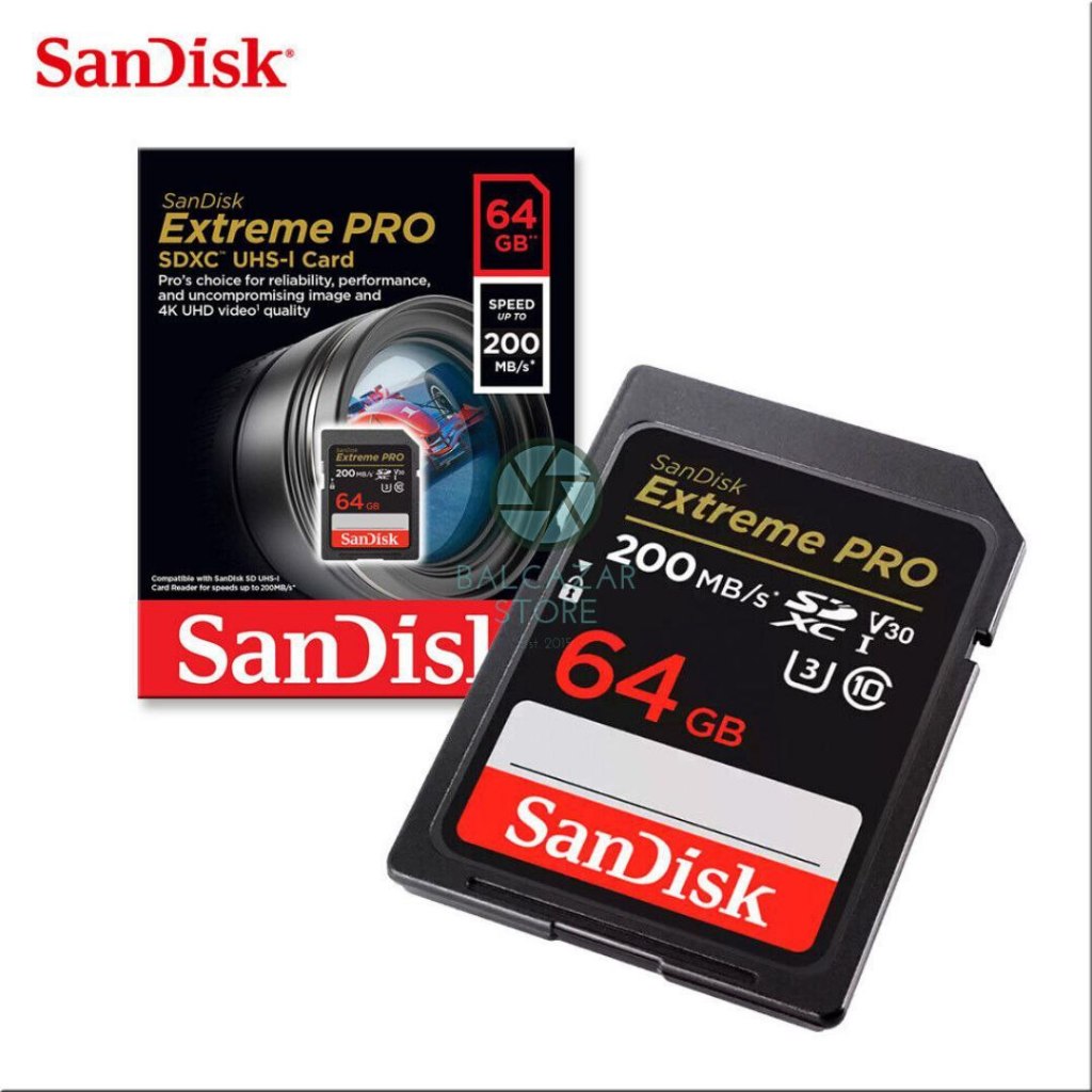 Sandisk Extreme PRO SDXC HC UHS-I การ์ดหน่วยความจํากล้อง 200MB/s 64gb