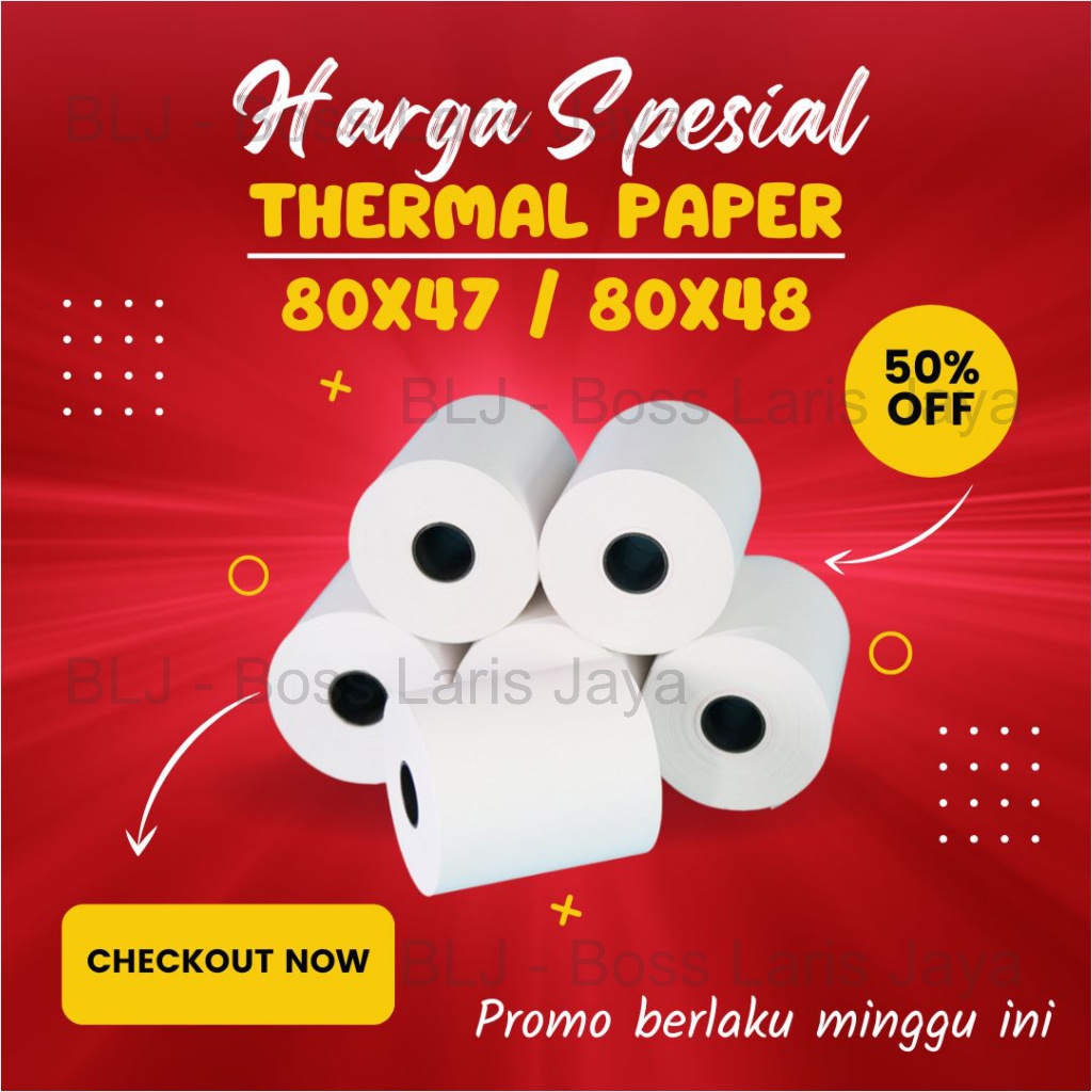 THERMAL PAPER CASH RECEIPT กระดาษม้วน 80X47 / 80X48 THERMALT POS RECEIPT PRINTER 80MM 80X47MM 80X48M