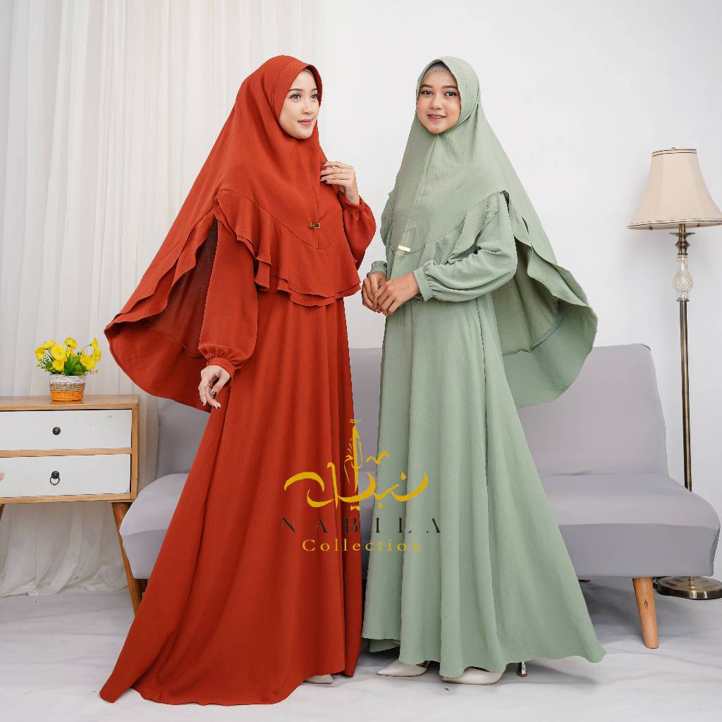 Ashiya SYARI gamis ชุด khimar veil niqab crinklel ต้นฉบับล่าสุดจัดส่งฟรี